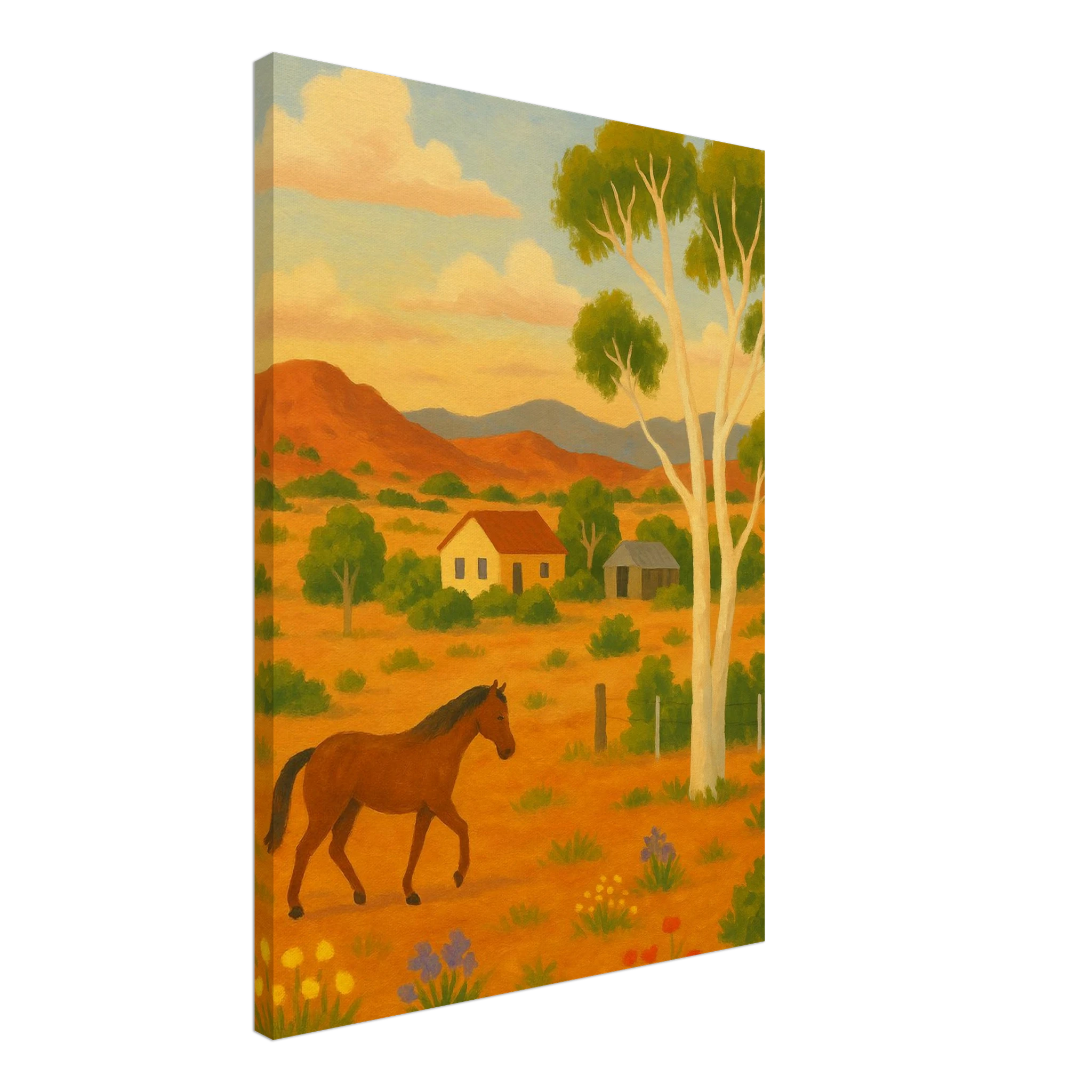 Canvas 50x70 cm 20x28″ - Outback Horse & Gum Tree Canvas Wall Art - Play By Print