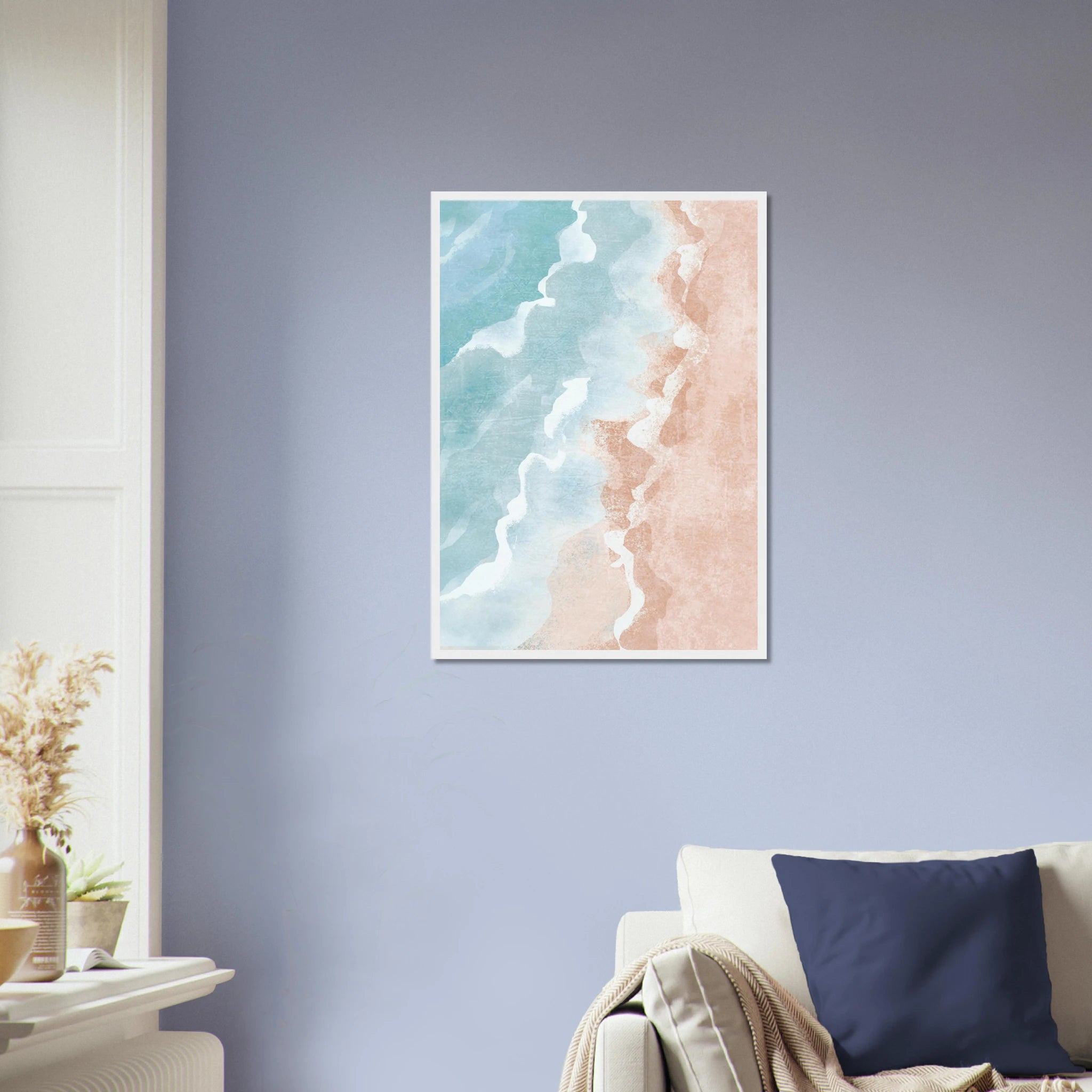 # all-groups - Pastel Shoreline – Soft Coastal Abstract Watercolour Art Print - Daisy