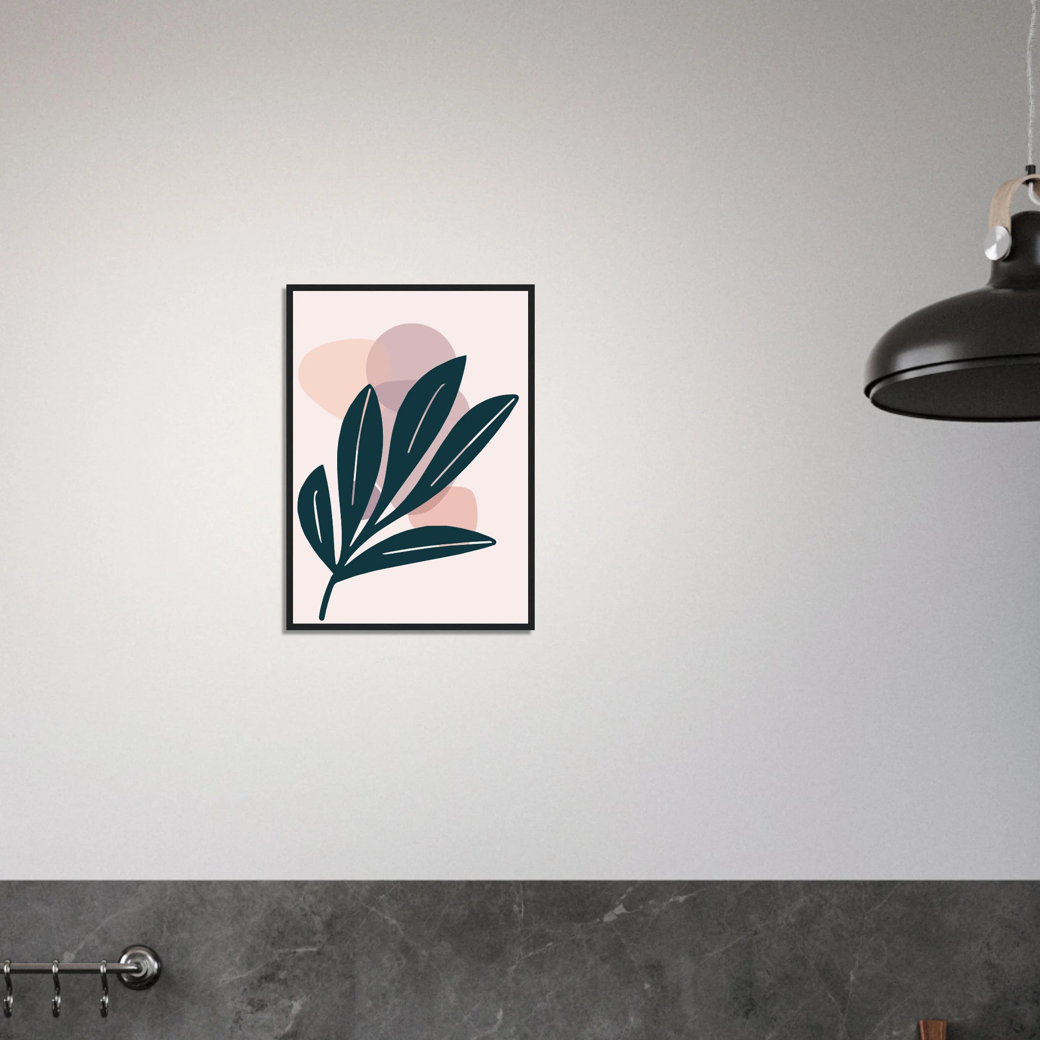 # all-groups - Midnight Leaf & Blush Shapes Modern Abstract Wall Art - Jerin