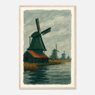 Wood frame 40x60 cm 16x24″ - Dutch Windmills at Zaandam – Gouache-Style Art Print - Play By Print