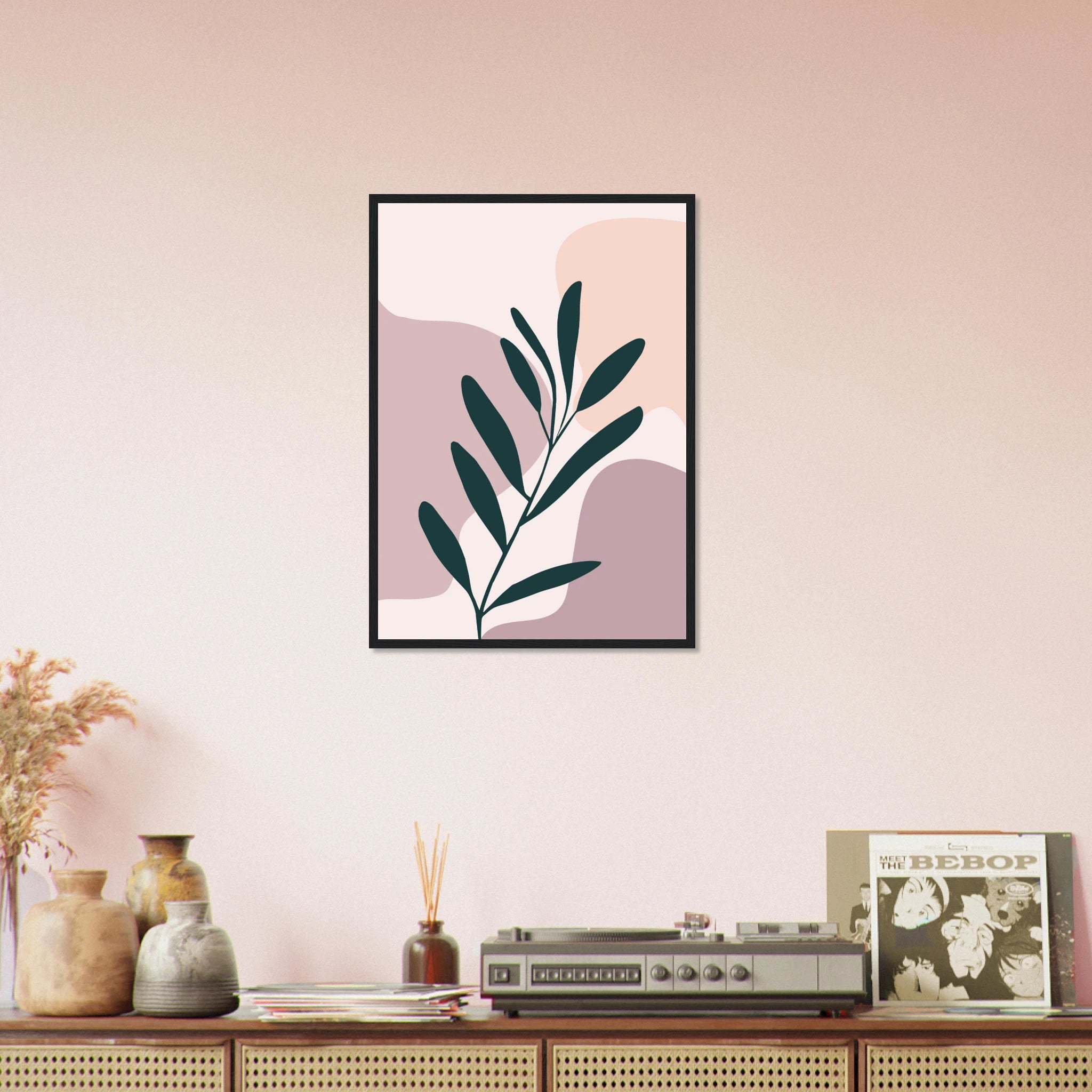 # all-groups - Olive Branch on Blush Modern Abstract Wall Art - Jerin