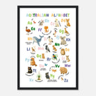 Black frame - Australian Animal Alphabet Poster – Watercolour ABC Chart for Kids - Play By Print