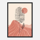 Black frame - Terracotta Sun & Palm – Minimalist Abstract Desert Landscape by Daisy - Daisy