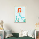 # all-groups - Redhead Mermaid Wall Art | Watercolour Ocean Nursery Print for Girls - Iris