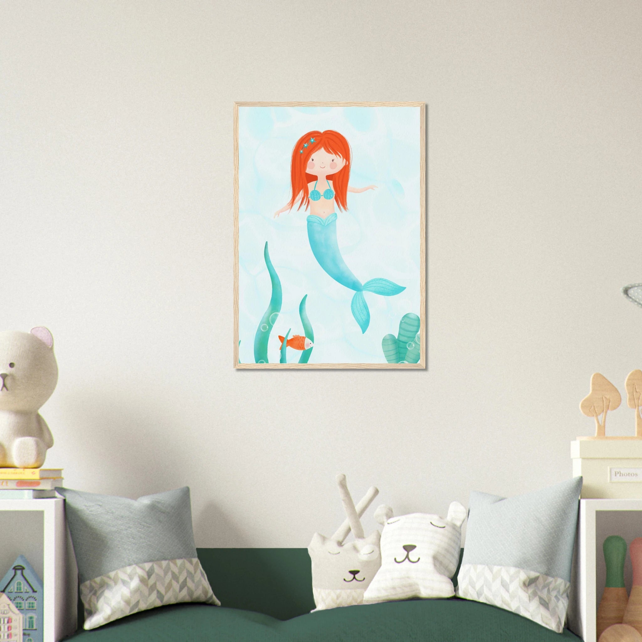 # all-groups - Redhead Mermaid Wall Art | Watercolour Ocean Nursery Print for Girls - Iris
