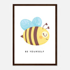 Dark wood frame - Be Yourself Bee Poster | Positive Quote Wall Art for Kids - Elena