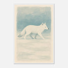 White frame 60x90 cm 24x36″ - Silent Steps – Arctic Fox in Snow Wall Art Print - Play By Print