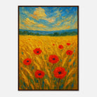 Dark wood frame A1 (59.4 x 84.1 cm) - Golden Poppy Field Print | Vibrant Impressionist Landscape - Play By Print