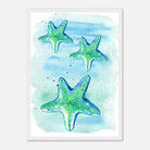 White frame A3 (29.7 x 42 cm) - Tide Treasures – Watercolour Starfish Art Print 🌟🩵 - Play By Print