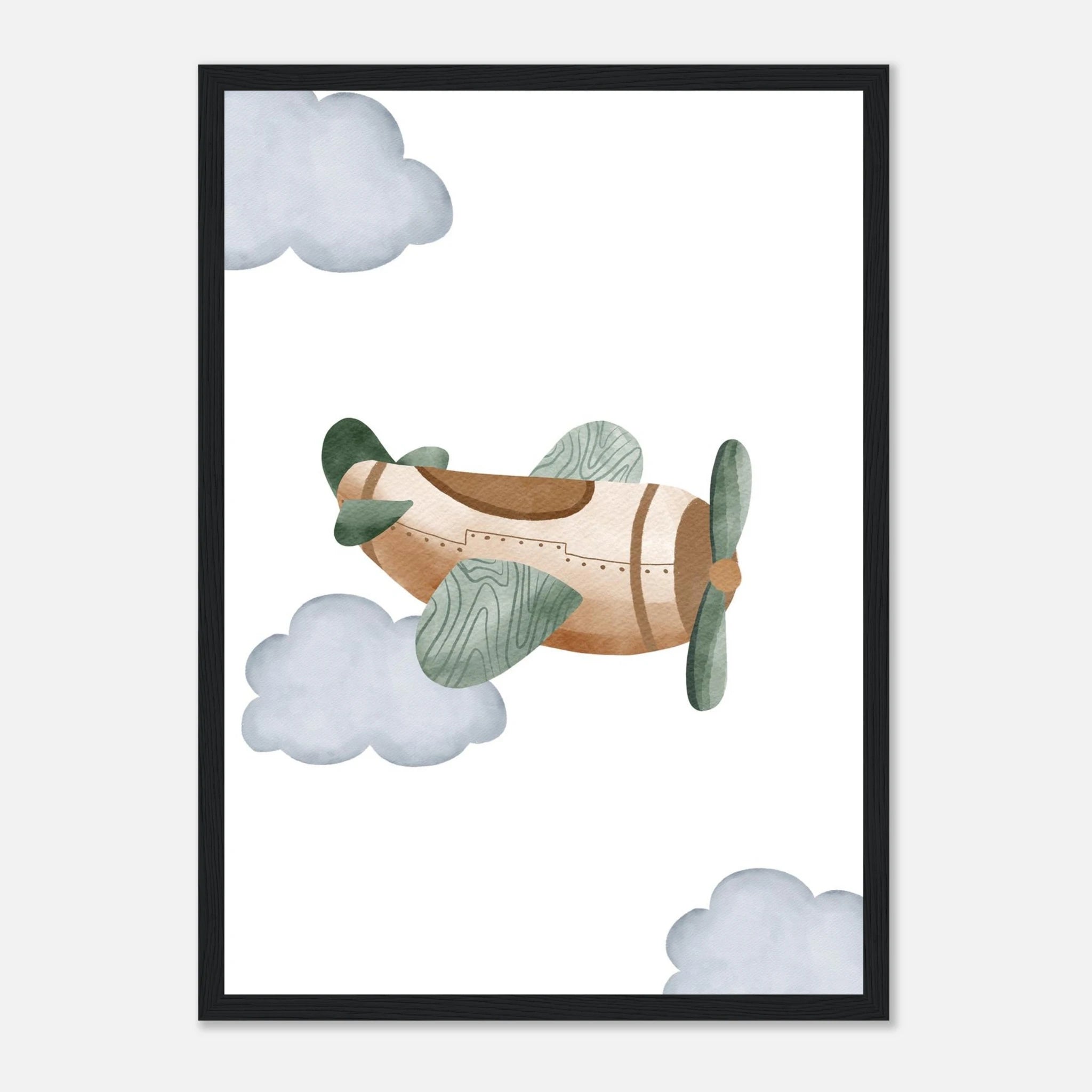 Black frame - Woodland Vintage Airplane Wall Art - Olga