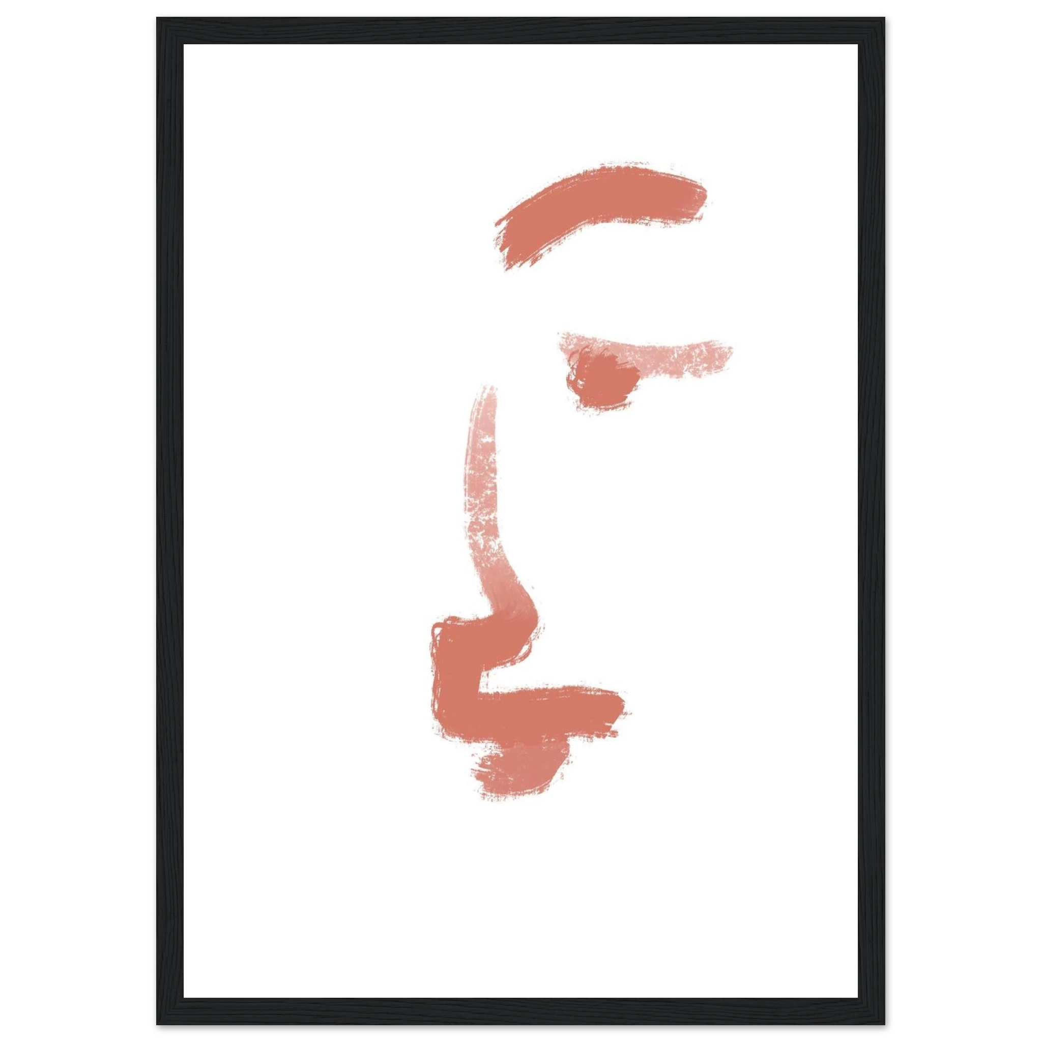 Black frame - Bare Expression – Minimalist Abstract Face Print in Terracotta - Daisy