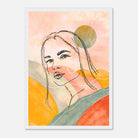 White frame - Sunset Muse – Abstract Female Portrait Wall Art - Daisy