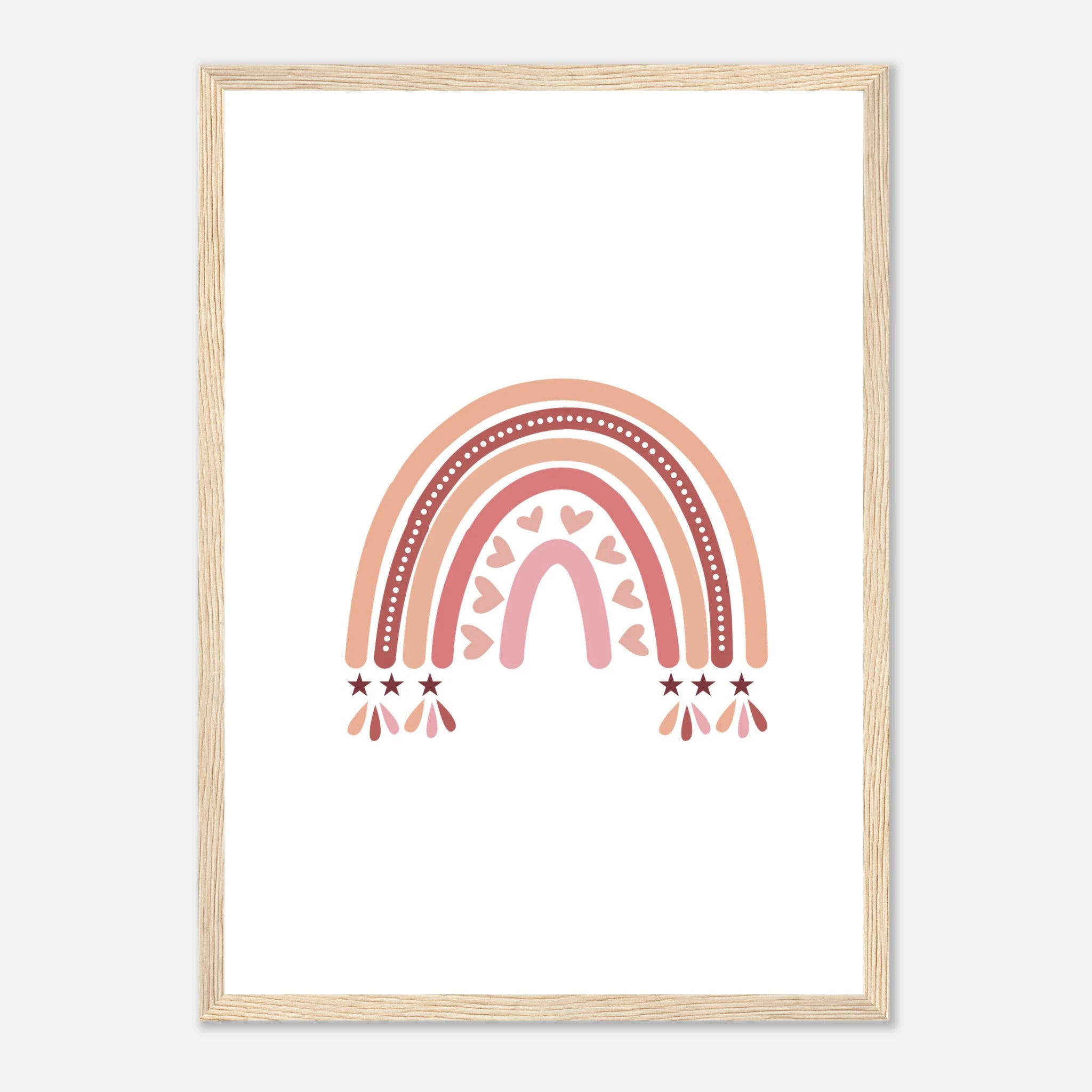 Wood frame - Boho Pink Rainbow Wall Art - Jerin