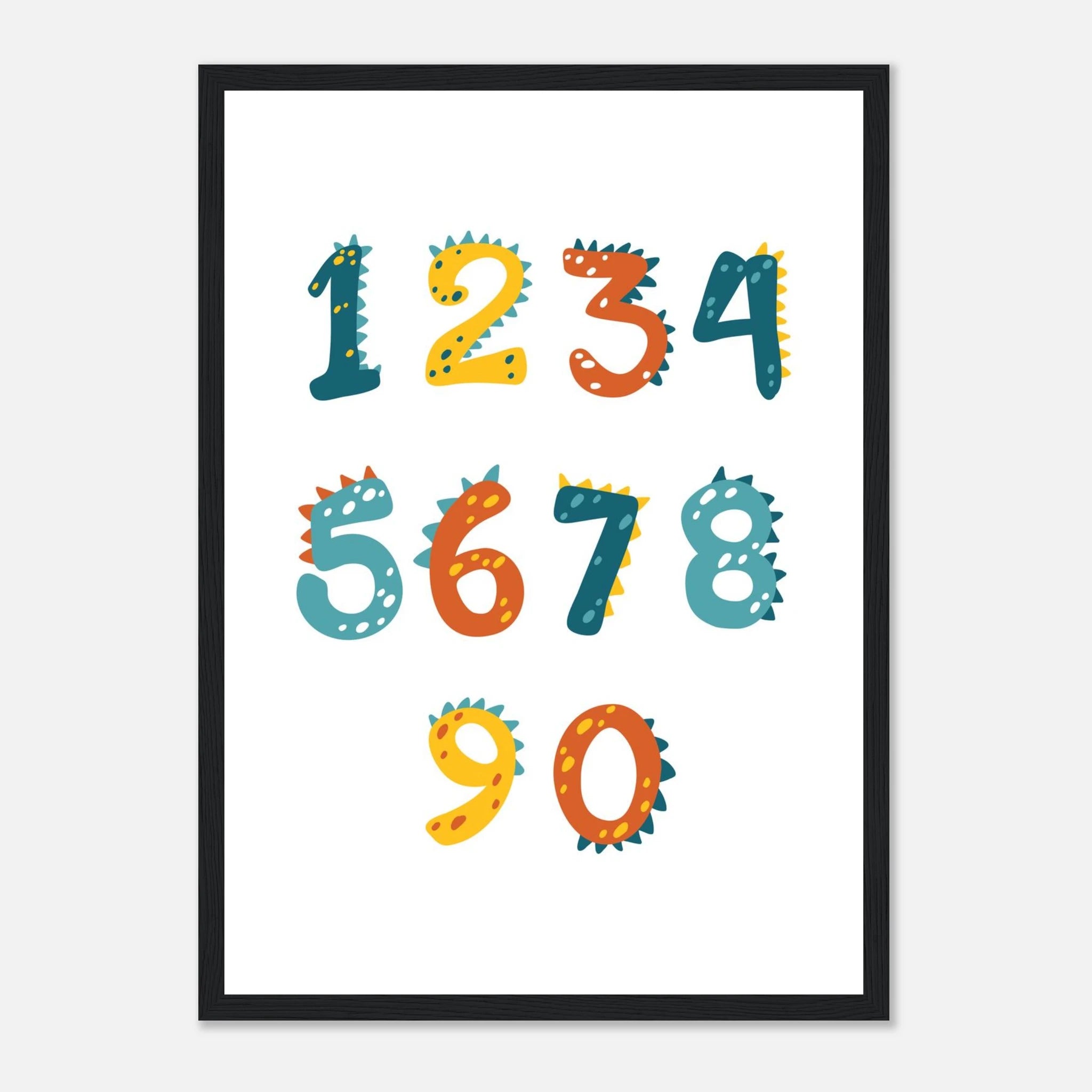 Black frame - Dinosaur Numbers Poster | 0–9 Counting Print for Kids - CDT
