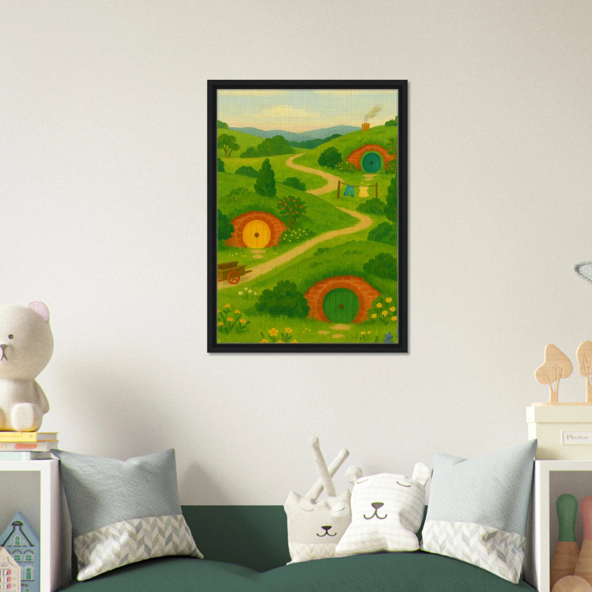 # all-groups - Hillside Hobbiton – New Zealand Hobbit Movie Set Canvas Wall Art - Play By Print