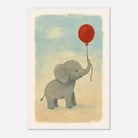 White frame 60x90 cm 24x36″ - Baby Elephant with Balloon – Gouache Nursery Art Print - Play By Print