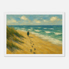 White frame 21x29.7 cm 8x12" - “Coastal Solitude” | Peaceful Beach Walk - Play By Print