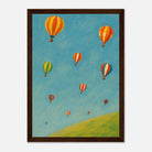 Dark wood frame A4 (21x29.7 cm 8x12") - Up and Away Hot Air Balloon Wall Art | Whimsical Nursery or Playroom Print - Play By Print