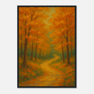 Black frame A2 (42 x 59.4 cm) - Golden Autumn Pathway Wall Art | Tranquil Woodland - Play By Print
