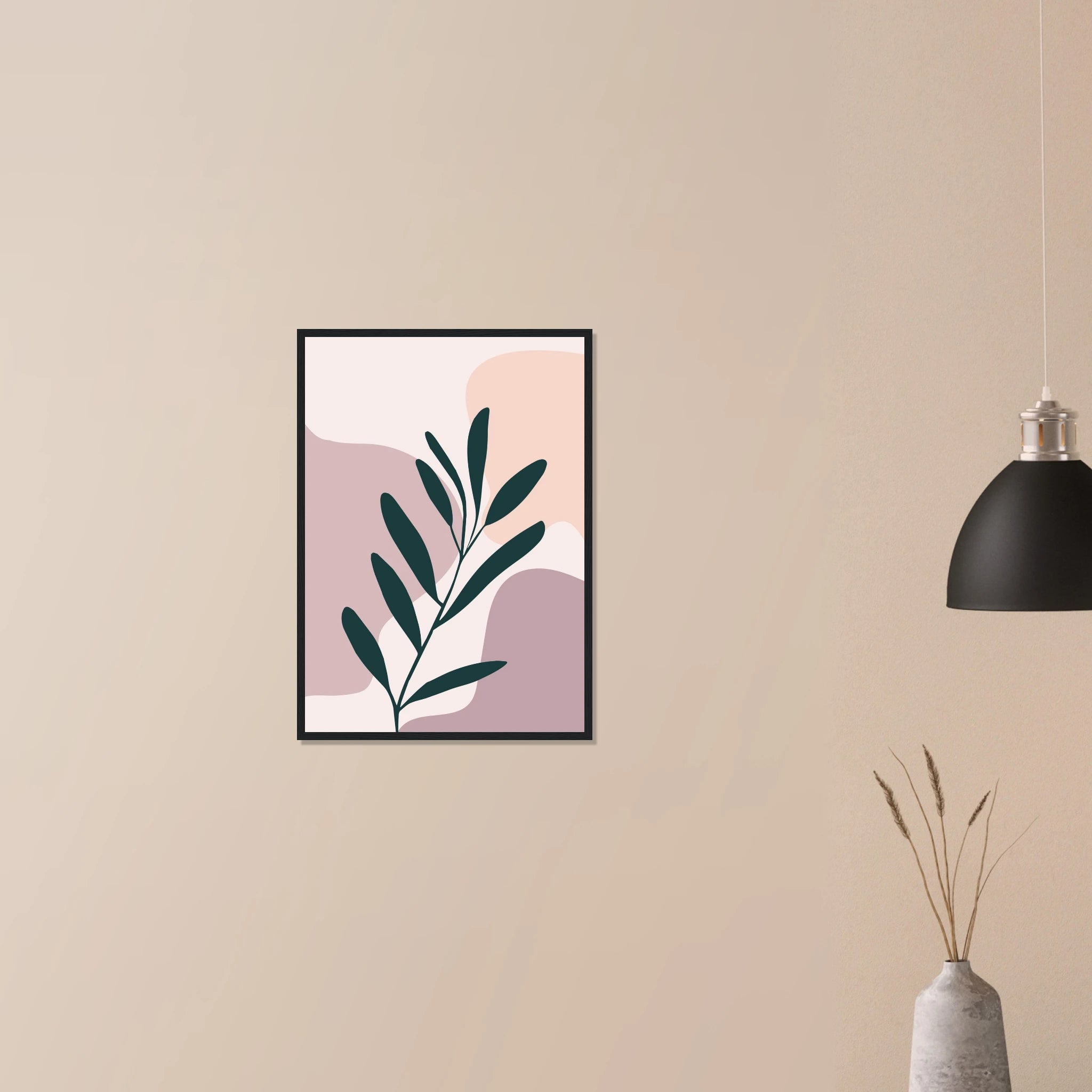# all-groups - Olive Branch on Blush Modern Abstract Wall Art - Jerin