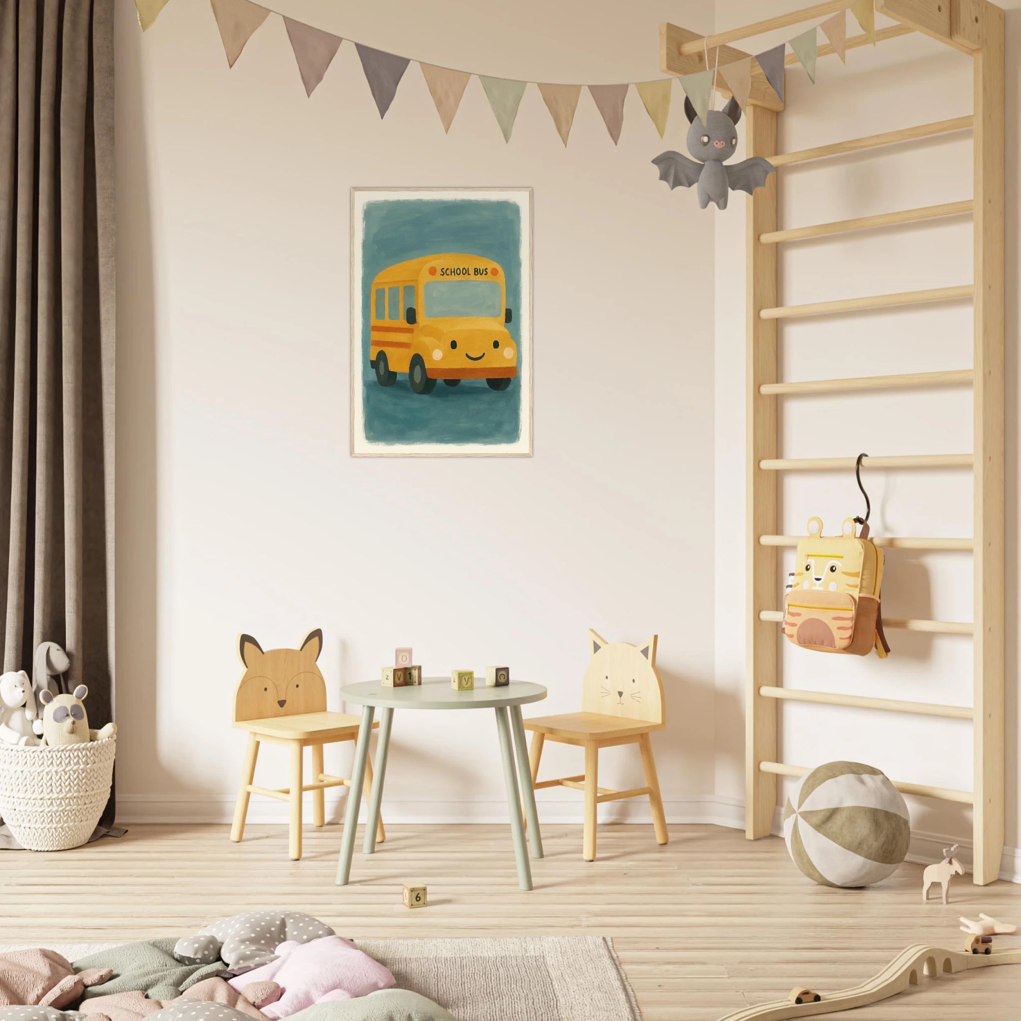 # all-groups - Happy School Bus – Whimsical Nursery Art Print - Play By Print