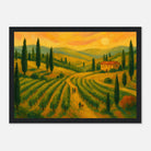 Black frame 21x29.7 cm 8x12" - “Sunset Over Tuscany” | Golden Vineyard Landscape - Play By Print