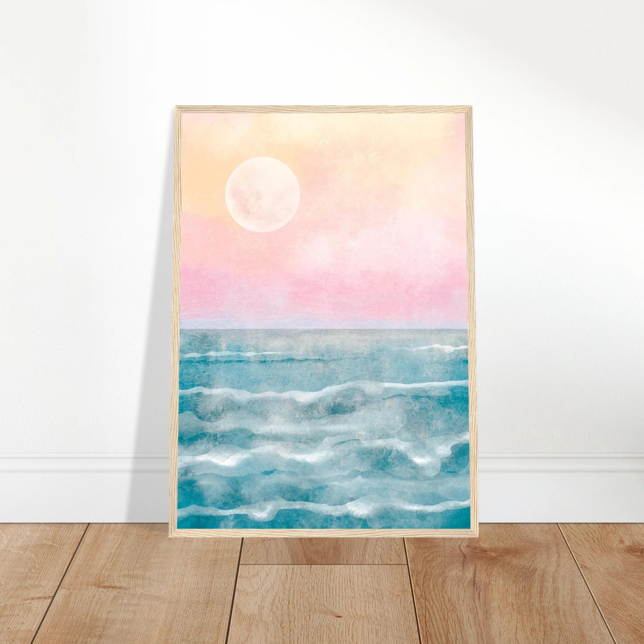 # all-groups - Cotton Candy Horizon – Serene Ocean Sunrise Watercolour Print - Daisy
