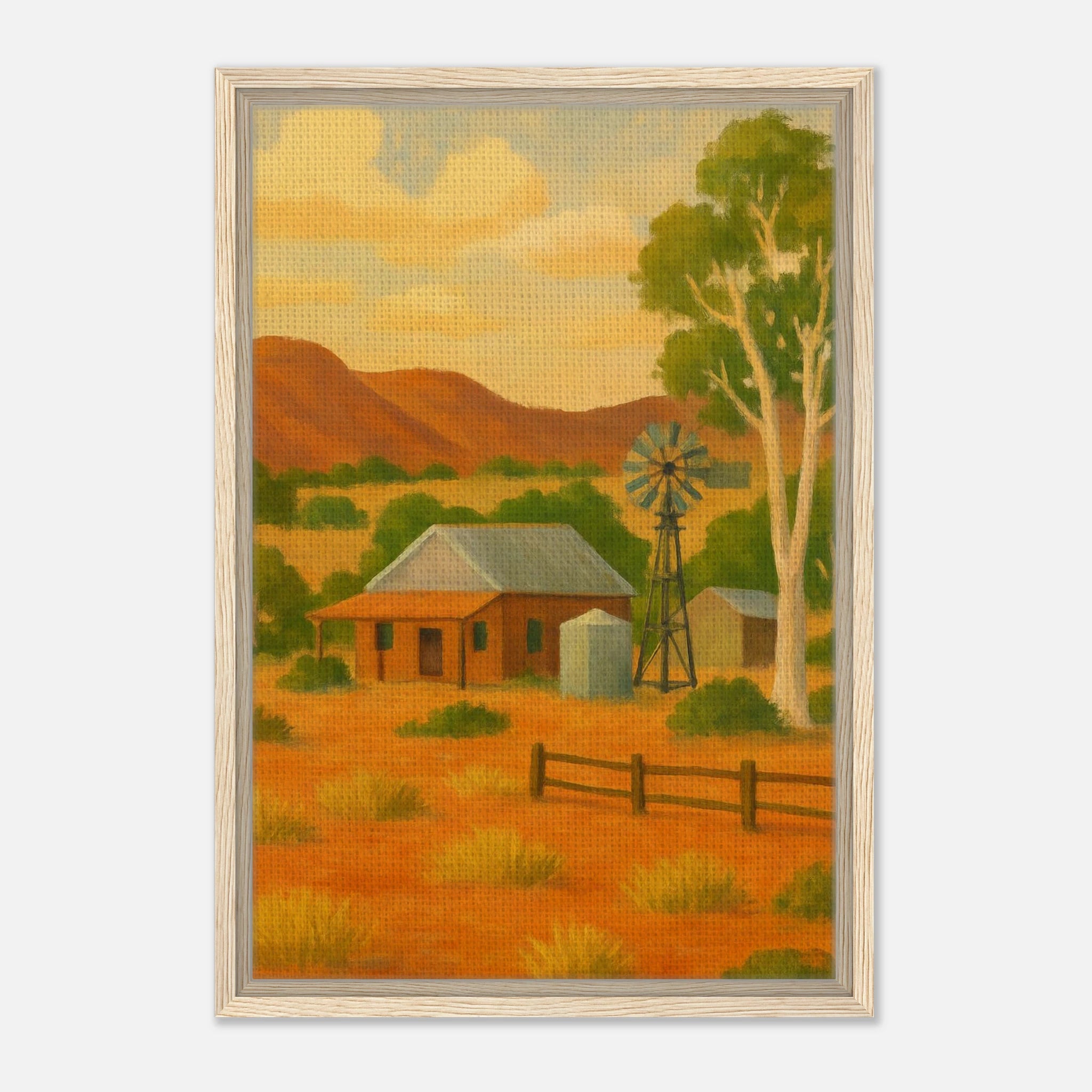 Wood frame 40x60 cm 16x24″ - Outback Homestead – Australian Farmhouse Canvas Wall Art - Play By Print