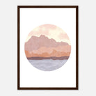 Dark wood frame - Circular Mountain Horizon – Watercolour Landscape Art Print - Daisy