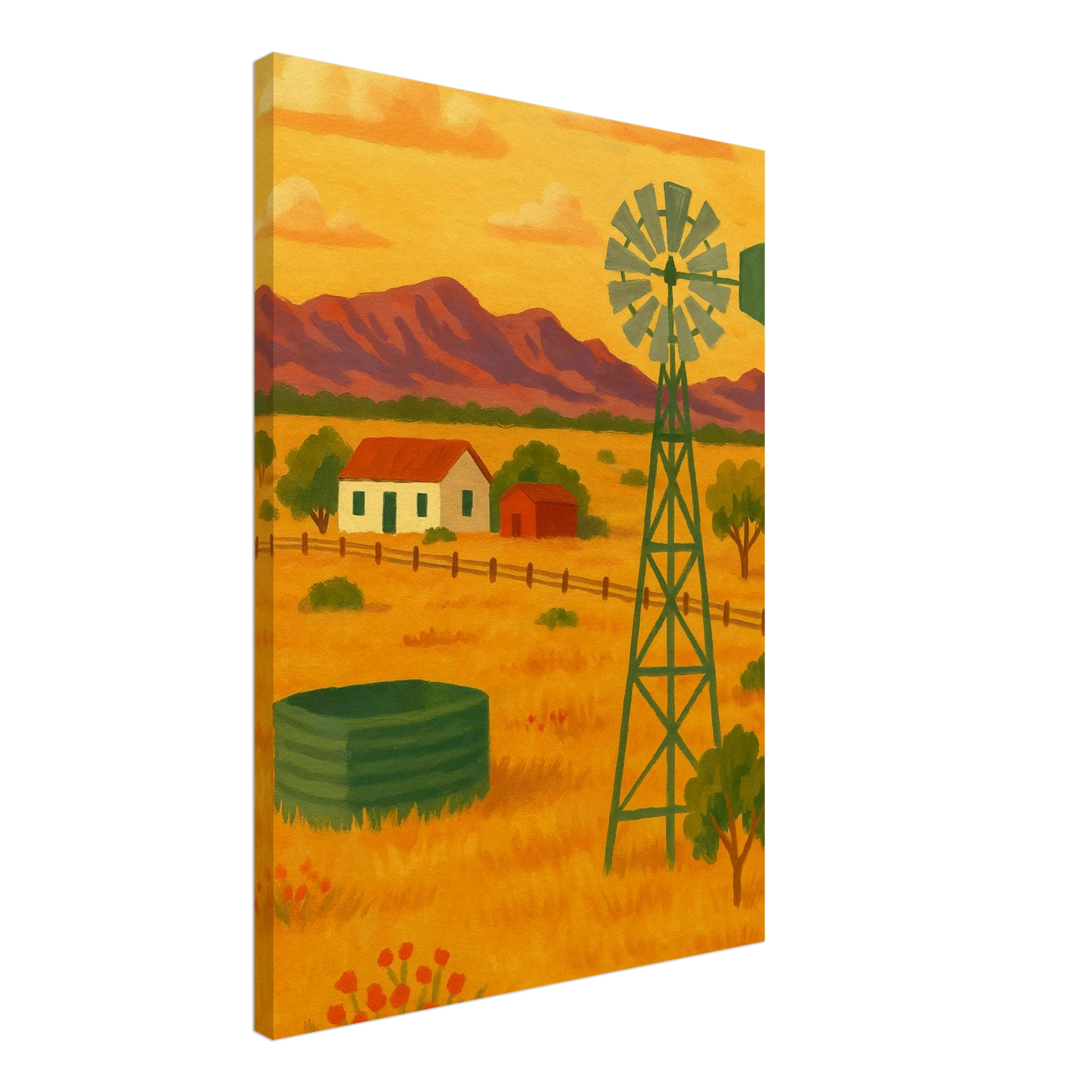 Canvas 50x70 cm 20x28″ - Outback Windmill Landscape Canvas Wall Art - Play By Print