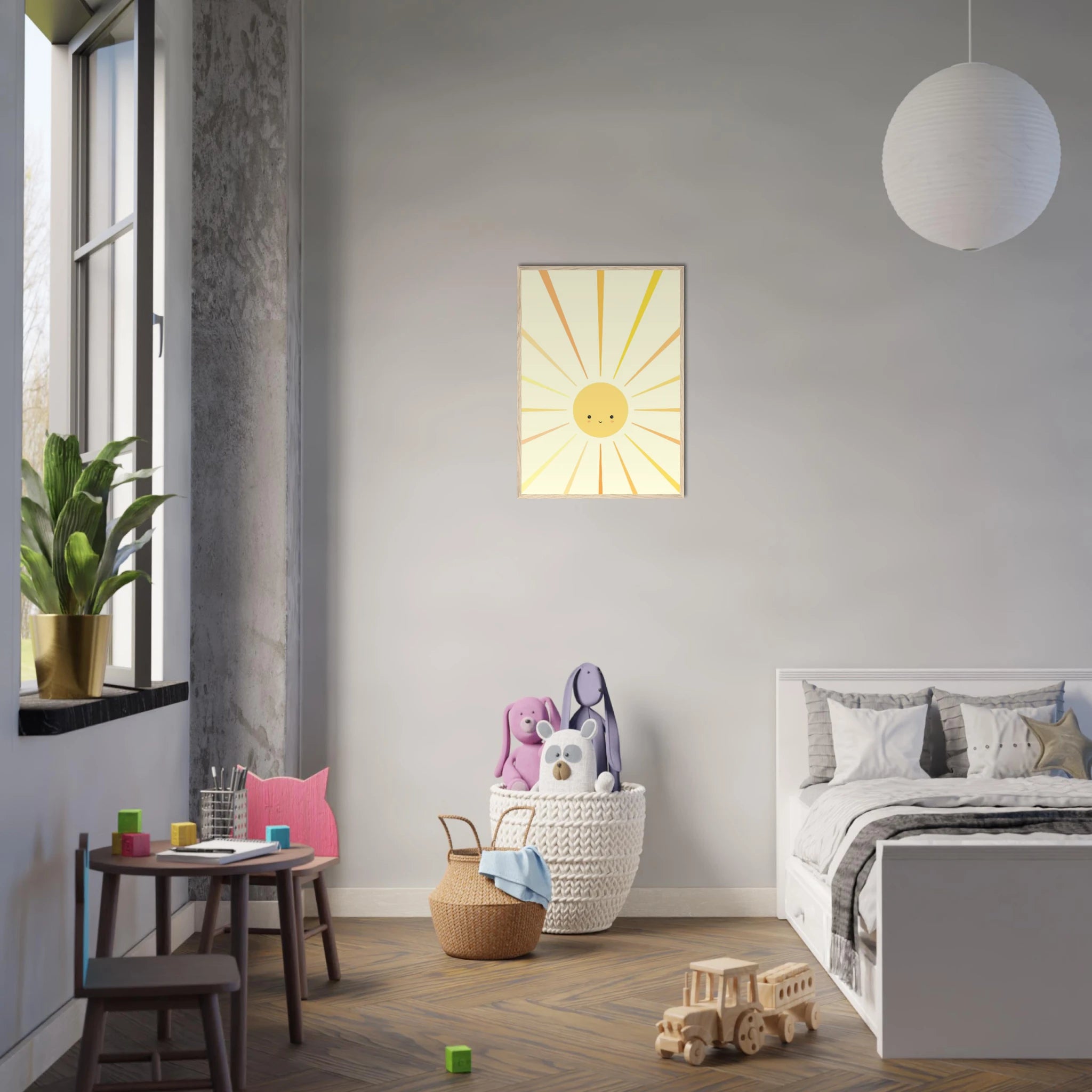 # all-groups - Sunshine Rays Nursery Print | Happy Yellow Sun Wall Art by Iris - Iris