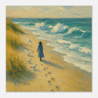 Unframed 50x50 cm 20x20″ - “Soft Steps by the Sea” | Serene Coastal Art Print - Play By Print
