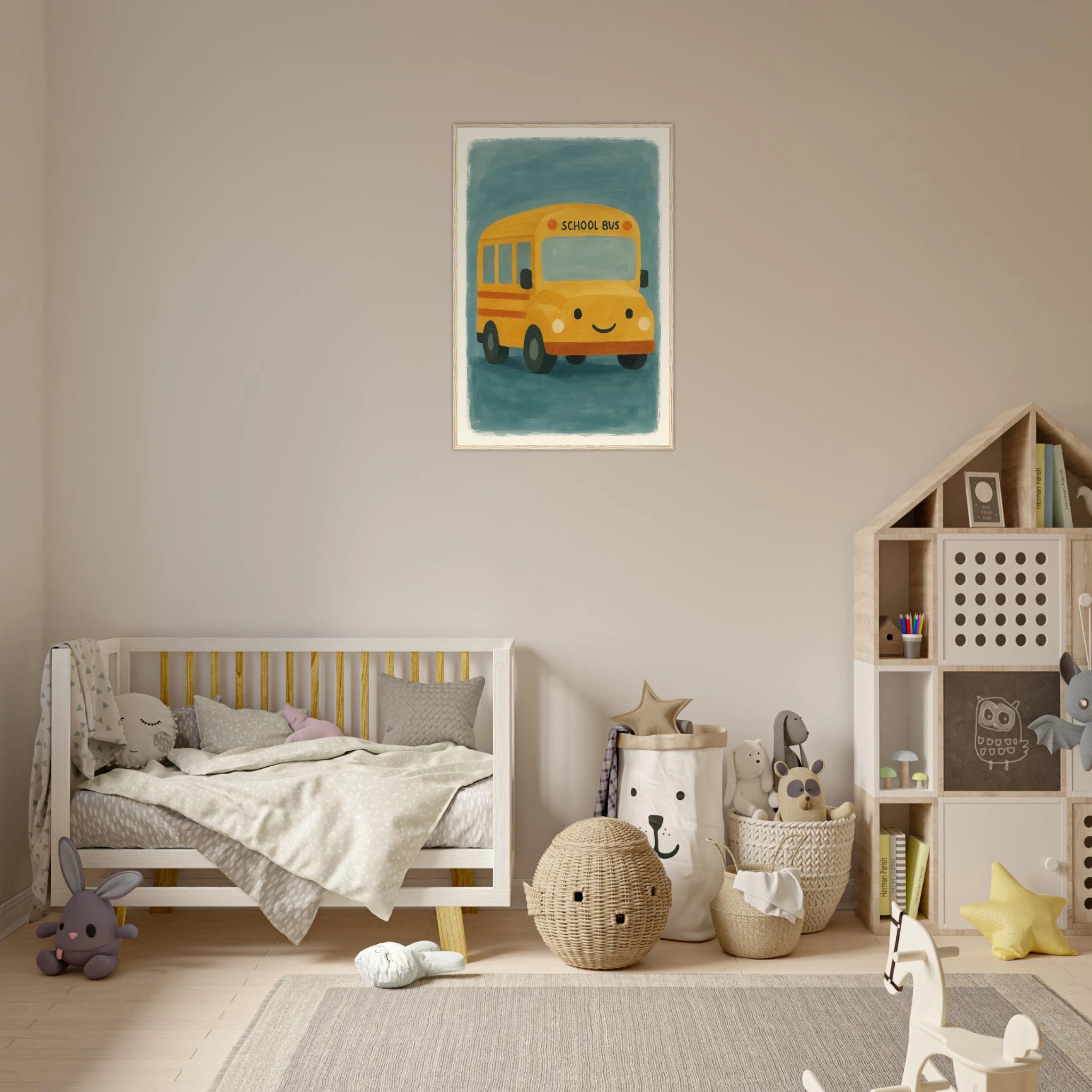# all-groups - Happy School Bus – Whimsical Nursery Art Print - Play By Print