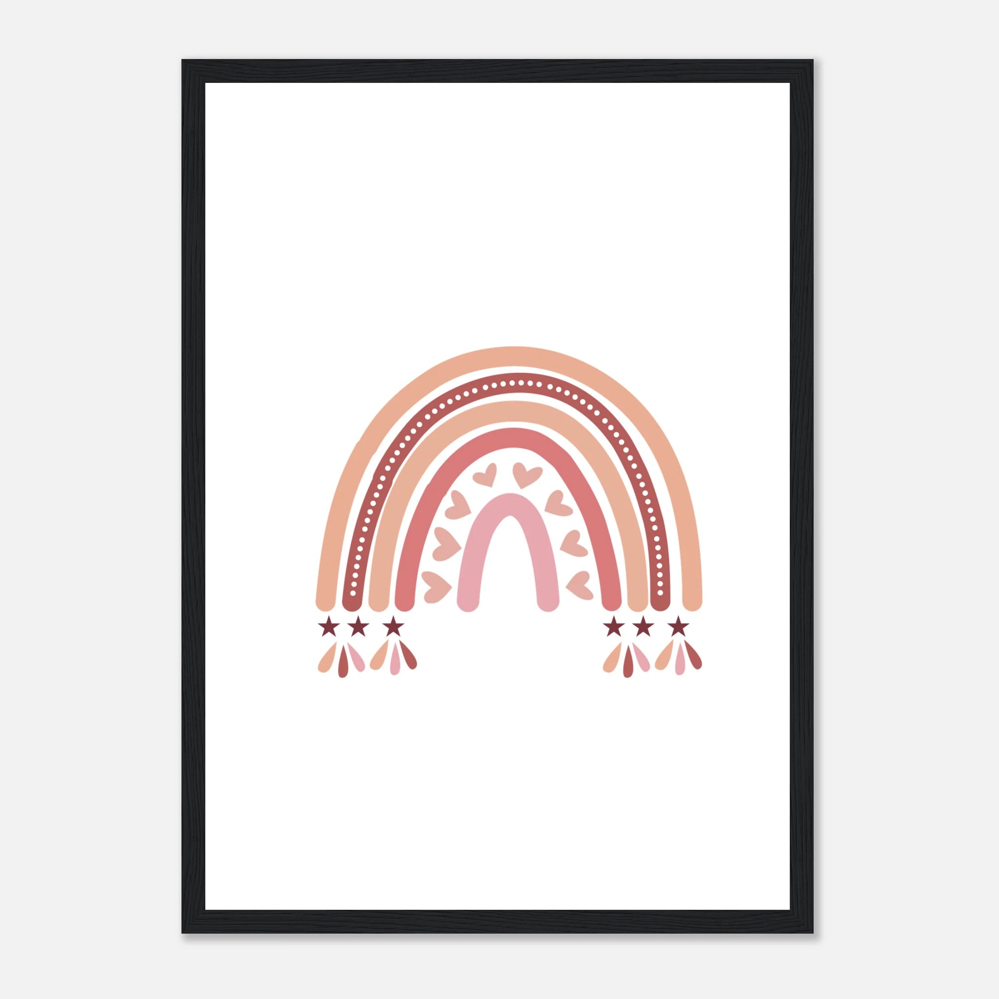 Black frame - Boho Pink Rainbow Wall Art - Jerin
