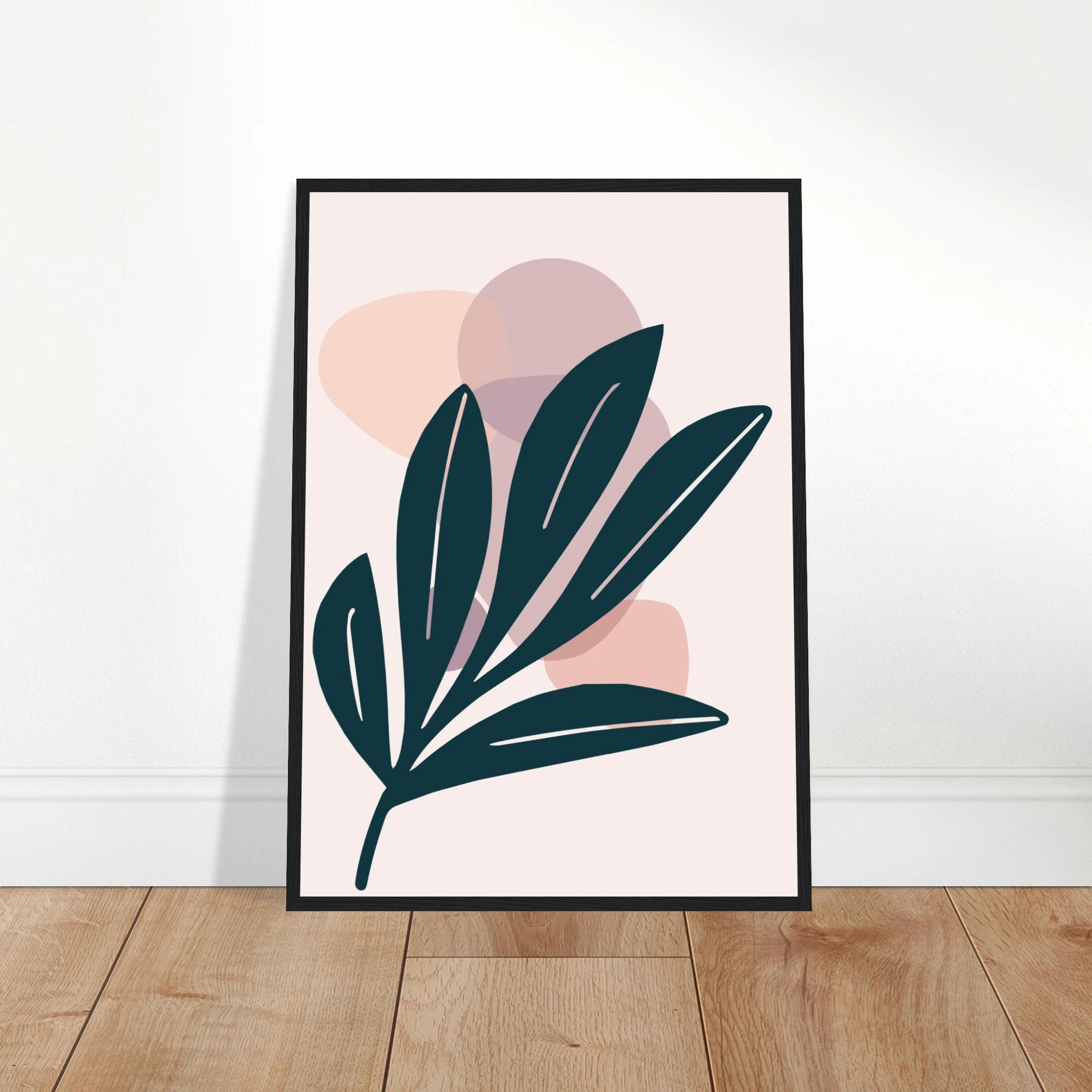 # all-groups - Midnight Leaf & Blush Shapes Modern Abstract Wall Art - Jerin
