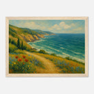 Wood frame 21x29.7 cm 8x12" - “Coastal Wildflowers & Whispering Waves” | Ocean Cliff Landscape - Play By Print