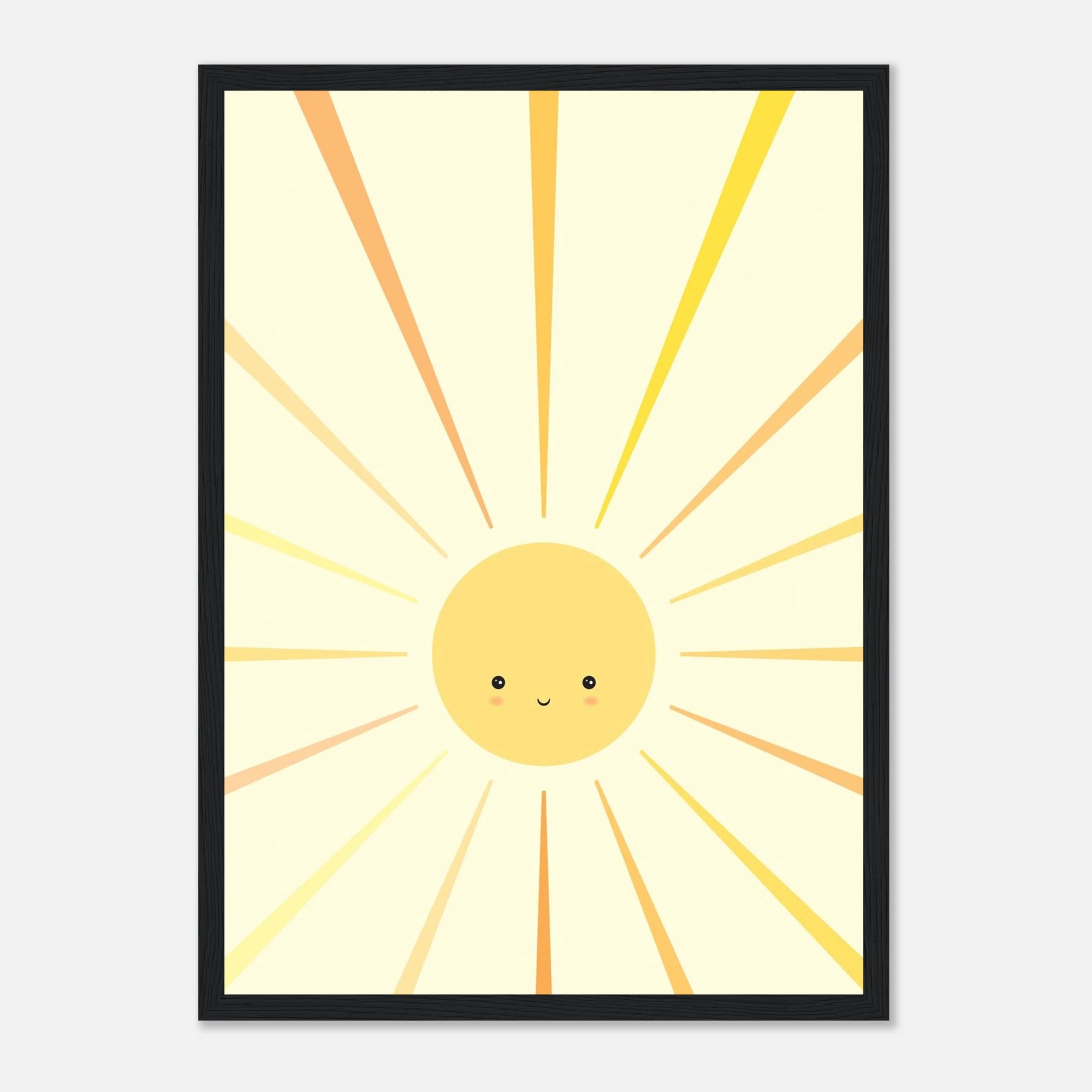 Black frame - Sunshine Rays Nursery Print | Happy Yellow Sun Wall Art by Iris - Iris