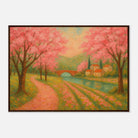 Dark wood frame A1 (59.4 x 84.1 cm) - Spring Cherry Blossom Lane – Pink Blossoms by the River Art Print - Play By Print