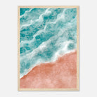 Wood frame - Pastel Shoreline – Ocean Wave and Beach Abstract Wall Art Print - Play By Print