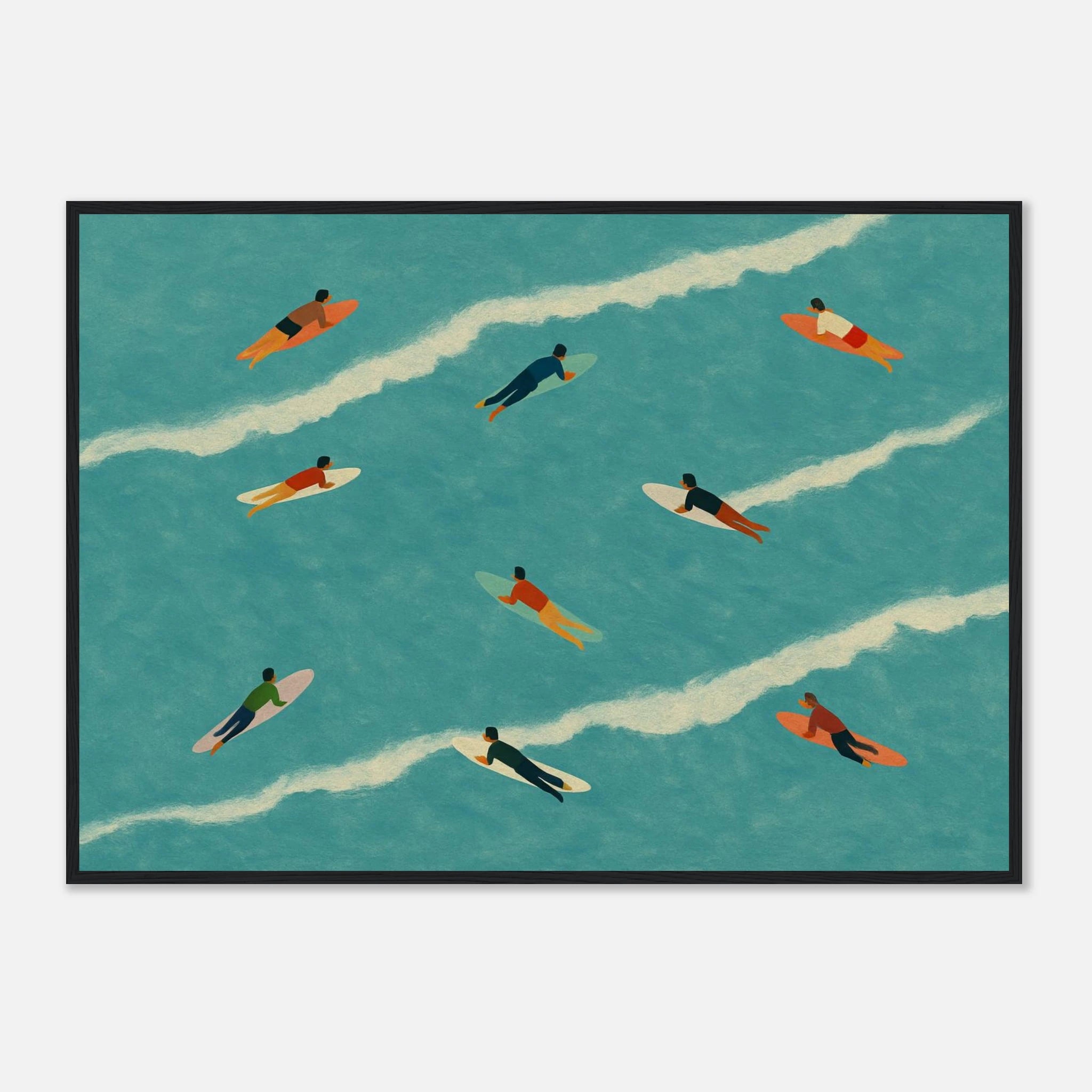 Black frame A1 (59.4 x 84.1 cm) - “The Paddle Out” Print | Retro Surfer Wall Art - Play By Print