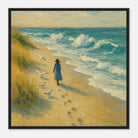 Black frame 50x50 cm 20x20″ - “Soft Steps by the Sea” | Serene Coastal Art Print - Play By Print