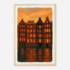 Wood frame 30x45 cm 12x18″ - Golden Reflections – Amsterdam Canal Houses at Sunset Wall Art Print - Play By Print