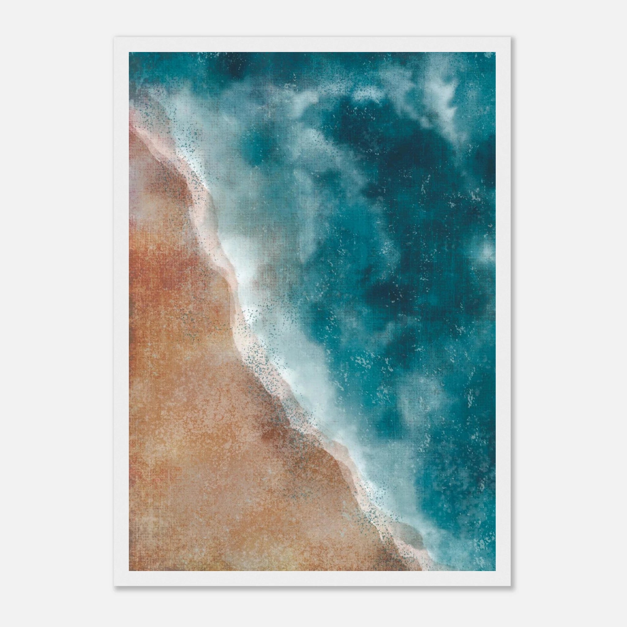 White frame - Stormy Shoreline – Moody Coastal Watercolour Art Print - Daisy