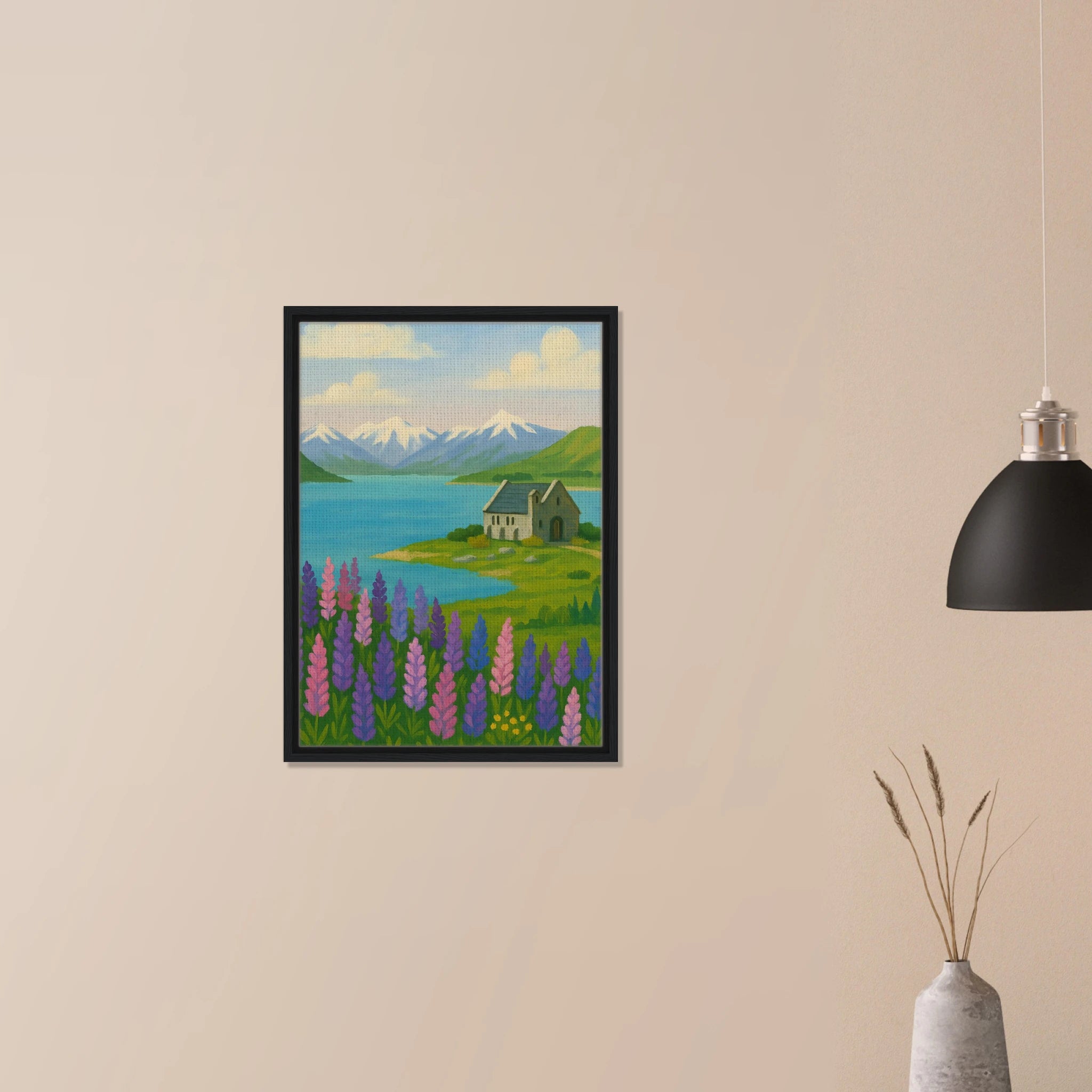 # all-groups - Lake Tekapo Lupins & Church – New Zealand Landscape Canvas Wall Art - Play By Print
