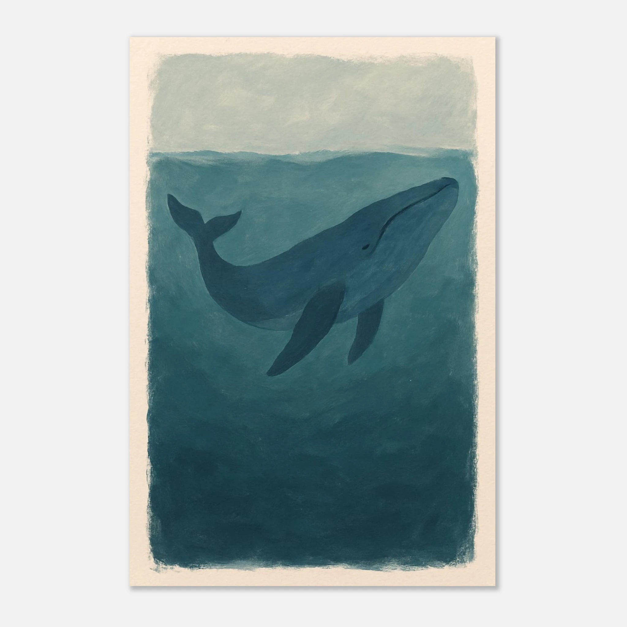 Unframed 60x90 cm 24x36″ - Blue Whale – Gouache-Style Art Print - Play By Print