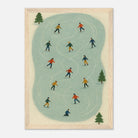 Wood frame 21x29.7 cm 8x12" - Winter Ice Skating Print | Whimsical Folk Art Style - Play By Print