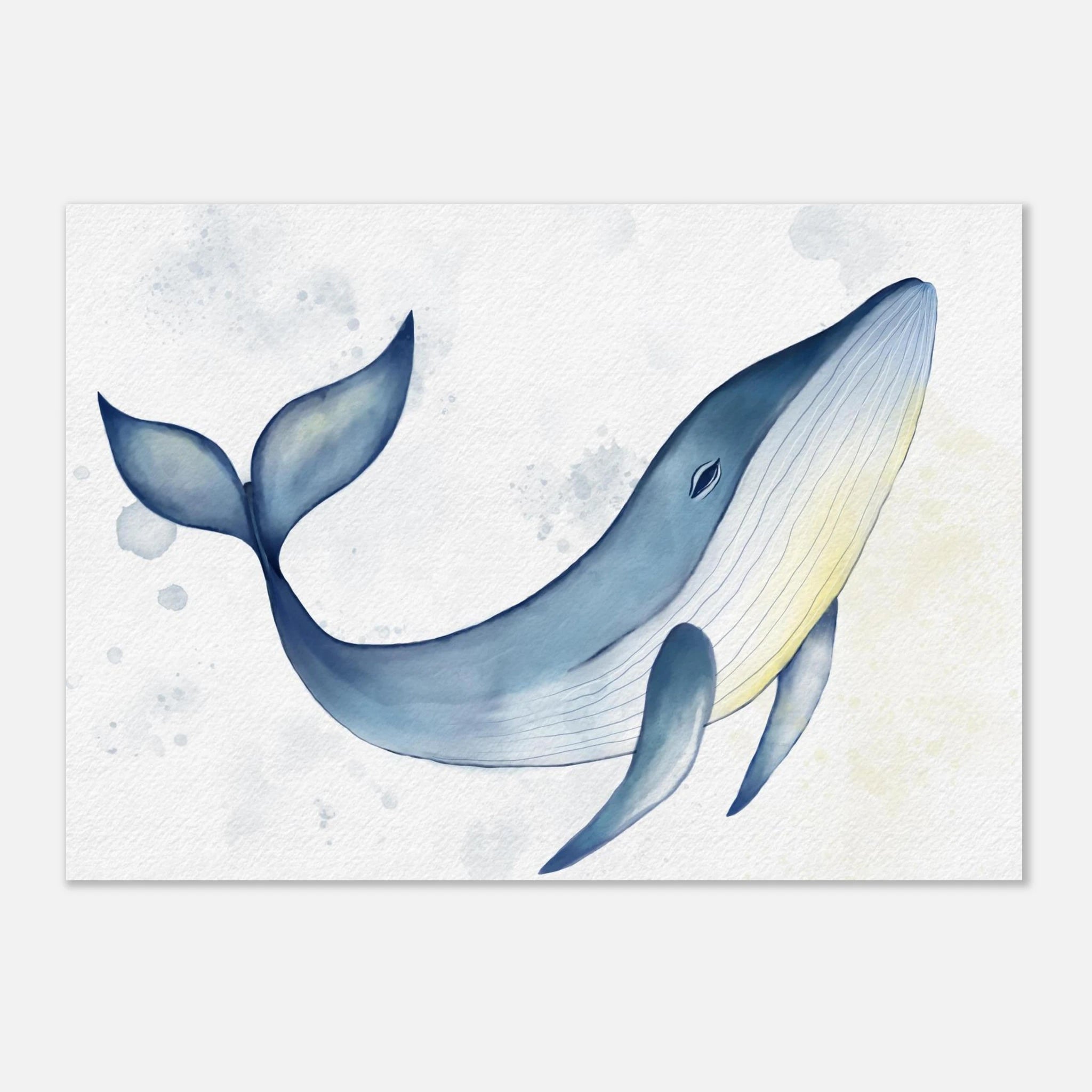 Unframed - Gentle Whale Nursery Print | Watercolour Ocean Animal Wall Art for Kids - Iris