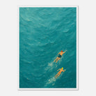 White frame A2 (42 x 59.4 cm) - Ocean Swimmers Wall Art | Textured Painterly Sea Print - Play By Print