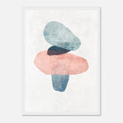 White frame - Balancing Act – Minimalist Abstract Stone Stack Print in Blue & Blush - Daisy