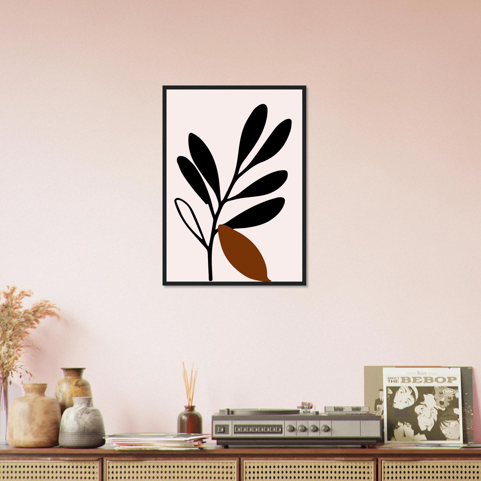 # all-groups - Black Botanical Silhouette with Terracotta Leaf Wall Art - Jerin